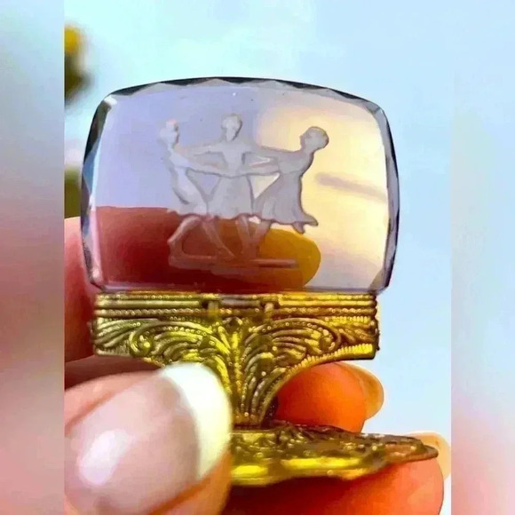 Czechoslovakian Intaglio Glass Place Card Holders Set of 11 Antique Rare - Picture 5 of 6